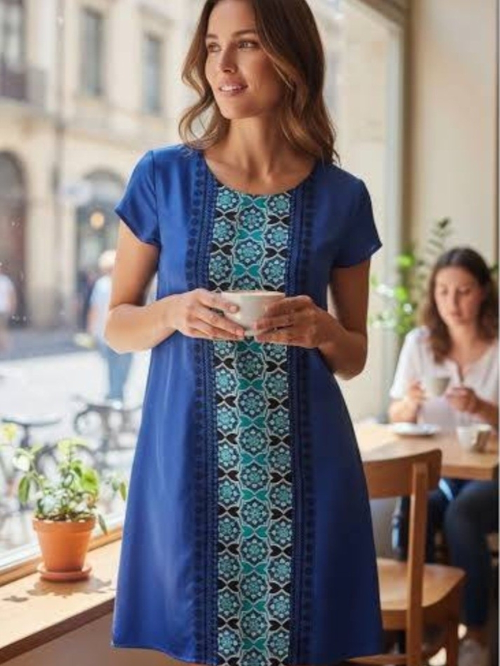 🔅Banana Republic Midi Dress with Teal Mosaic Design